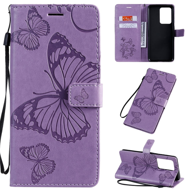 For Galaxy S20+ Pressed Printing Butterfly Pattern Horizontal Flip PU Leather Case with Holder & Card Slots & Wallet & Lanyard(Purple)-garmade.com