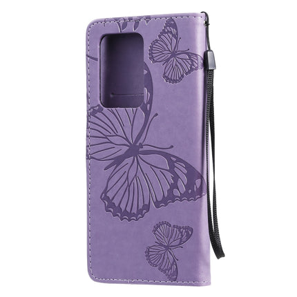 For Galaxy S20+ Pressed Printing Butterfly Pattern Horizontal Flip PU Leather Case with Holder & Card Slots & Wallet & Lanyard(Purple)-garmade.com