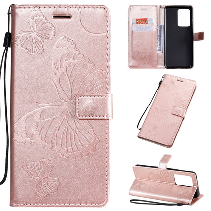 For Galaxy S20+ Pressed Printing Butterfly Pattern Horizontal Flip PU Leather Case with Holder & Card Slots & Wallet & Lanyard(Rose Gold)-garmade.com