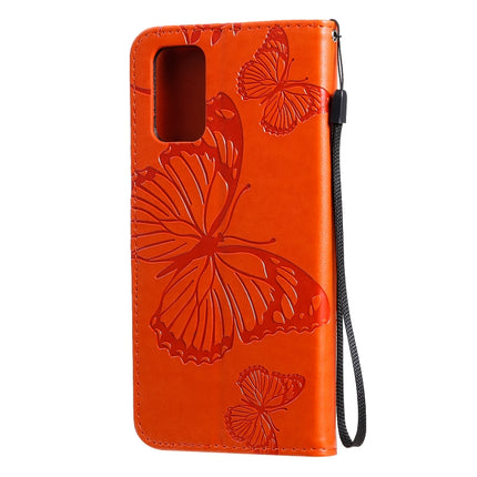 For Galaxy S20 Ultra Pressed Printing Butterfly Pattern Horizontal Flip PU Leather Case with Holder & Card Slots & Wallet & Lanyard(Orange)-garmade.com