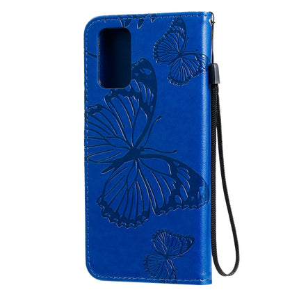 For Galaxy S20 Ultra Pressed Printing Butterfly Pattern Horizontal Flip PU Leather Case with Holder & Card Slots & Wallet & Lanyard(Blue)-garmade.com
