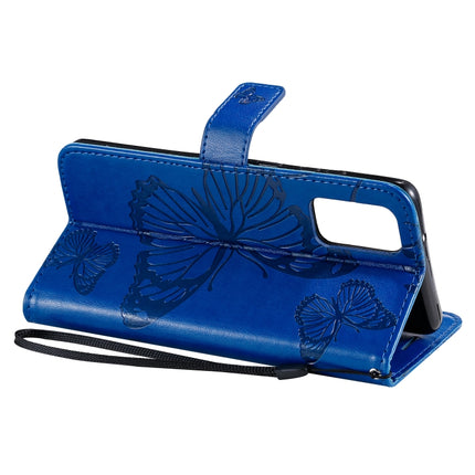 For Galaxy S20 Ultra Pressed Printing Butterfly Pattern Horizontal Flip PU Leather Case with Holder & Card Slots & Wallet & Lanyard(Blue)-garmade.com