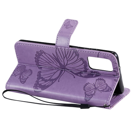 For Galaxy S20 Ultra Pressed Printing Butterfly Pattern Horizontal Flip PU Leather Case with Holder & Card Slots & Wallet & Lanyard(Purple)-garmade.com