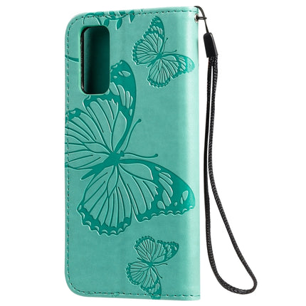 For Galaxy S20 Pressed Printing Butterfly Pattern Horizontal Flip PU Leather Case with Holder & Card Slots & Wallet & Lanyard(Green)-garmade.com