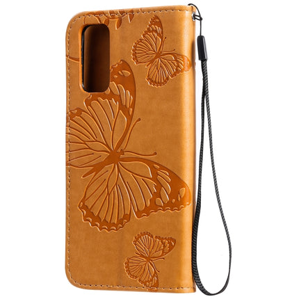 For Galaxy S20 Pressed Printing Butterfly Pattern Horizontal Flip PU Leather Case with Holder & Card Slots & Wallet & Lanyard(Yellow)-garmade.com