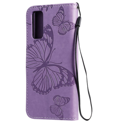 For Galaxy S20 Pressed Printing Butterfly Pattern Horizontal Flip PU Leather Case with Holder & Card Slots & Wallet & Lanyard(Purple)-garmade.com