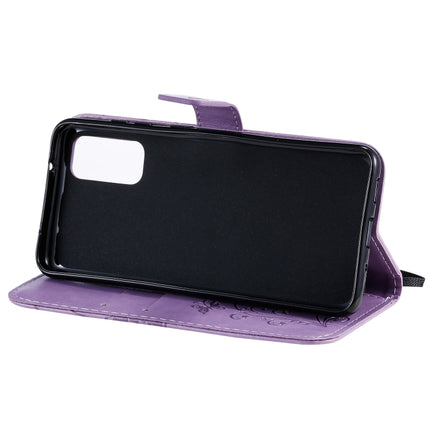 For Galaxy S20 Pressed Printing Butterfly Pattern Horizontal Flip PU Leather Case with Holder & Card Slots & Wallet & Lanyard(Purple)-garmade.com