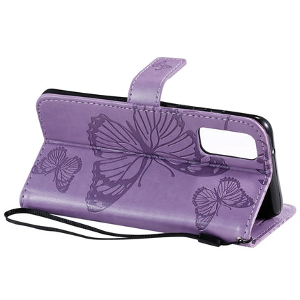 For Galaxy S20 Pressed Printing Butterfly Pattern Horizontal Flip PU Leather Case with Holder & Card Slots & Wallet & Lanyard(Purple)-garmade.com