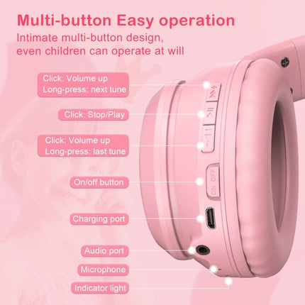 ONIKUMA B90 RGB Lighting Wireless Bluetooth Headphone (Pink)-garmade.com