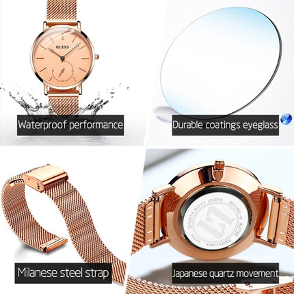 OLEVS 5190 Women Waterproof Ultra-thin Small Dial Quartz Watch(Rose Gold)-garmade.com