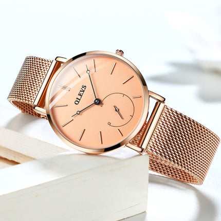 OLEVS 5190 Women Waterproof Ultra-thin Small Dial Quartz Watch(Rose Gold)-garmade.com