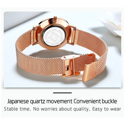OLEVS 5190 Women Waterproof Ultra-thin Small Dial Quartz Watch(Rose Gold + White)-garmade.com