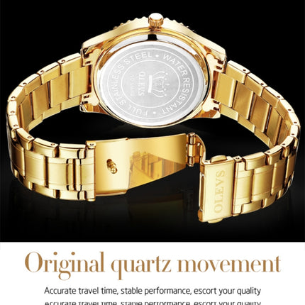 OLEVS 5565 Men Fashion Waterproof Stainless Steel Strap Diamond Quartz Watch(White)-garmade.com