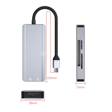 NK-3044 5 in 1 USB-C / Type-C to MS / M2 / CF / TF / SD Card Slots Adapter(Space Grey)-garmade.com