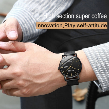 OLEVS 5882 Men Business Ultra-thin Waterproof Automatic Mechanical Watch(Steel Strap Gold Black)-garmade.com