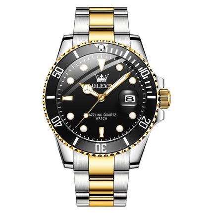 OLEVS 5885 Men Fashion Waterproof Luminous Quartz Watch(Black + Gold)-garmade.com