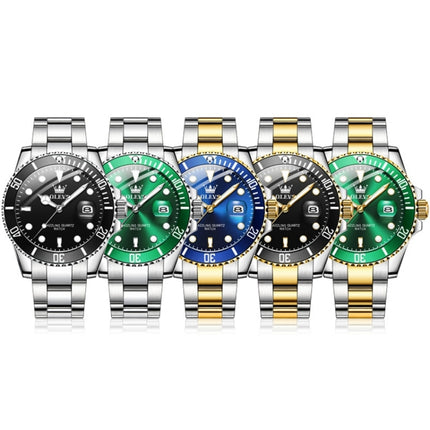 OLEVS 5885 Men Fashion Waterproof Luminous Quartz Watch(Blue + Gold)-garmade.com
