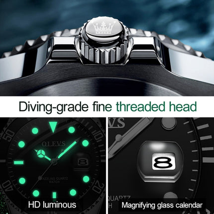 OLEVS 5885 Men Fashion Waterproof Luminous Quartz Watch(Green + Gold)-garmade.com