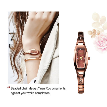 JIN SHI DUN 6530 Women Fashion Dual Calendar Luminous Quartz Watch(Rose Gold Black)-garmade.com