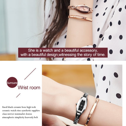 JIN SHI DUN 6530 Women Fashion Dual Calendar Luminous Quartz Watch(Rose Gold Black)-garmade.com