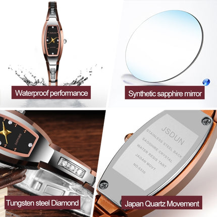 JIN SHI DUN 6530 Women Fashion Dual Calendar Luminous Quartz Watch(Rose Gold Black)-garmade.com