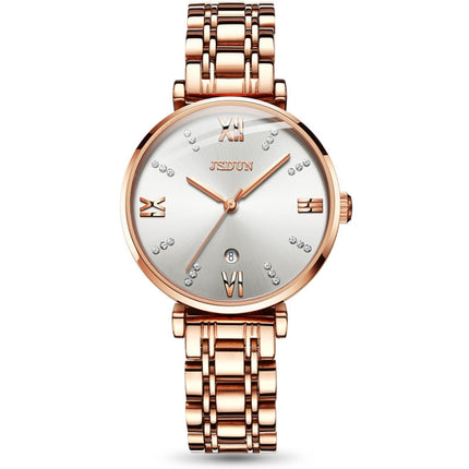 JIN SHI DUN 6533 Women Fashion Waterproof Ultra-thin Quartz Watch(White)-garmade.com