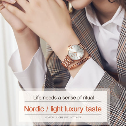JIN SHI DUN 6533 Women Fashion Waterproof Ultra-thin Quartz Watch(White)-garmade.com