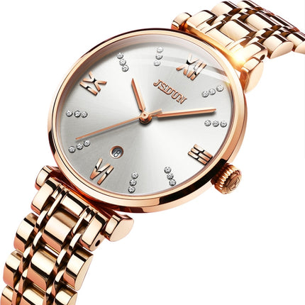 JIN SHI DUN 6533 Women Fashion Waterproof Ultra-thin Quartz Watch(White)-garmade.com