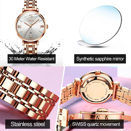 JIN SHI DUN 6533 Women Fashion Waterproof Ultra-thin Quartz Watch(White)-garmade.com