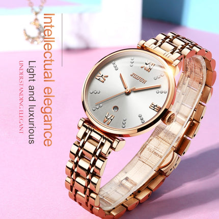 JIN SHI DUN 6533 Women Fashion Waterproof Ultra-thin Quartz Watch(White)-garmade.com