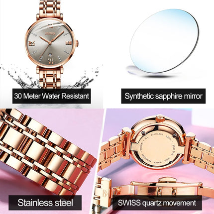 JIN SHI DUN 6533 Women Fashion Waterproof Ultra-thin Quartz Watch(Grey)-garmade.com