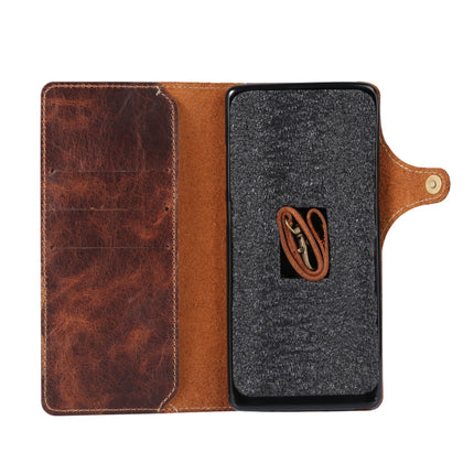 For iPhone XS Max Denior Oil Wax Cowhide Magnetic Button Horizontal Flip Leather Case with Card Slots & Wallet(Black)-garmade.com