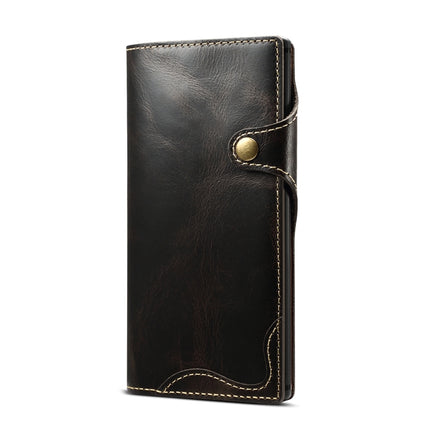 For Galaxy Note 10 Denior Oil Wax Cowhide Magnetic Button Horizontal Flip Leather Case with Card Slots & Wallet(Black)-garmade.com
