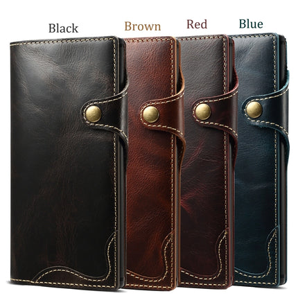 For Galaxy Note 10 Denior Oil Wax Cowhide Magnetic Button Horizontal Flip Leather Case with Card Slots & Wallet(Brown)-garmade.com