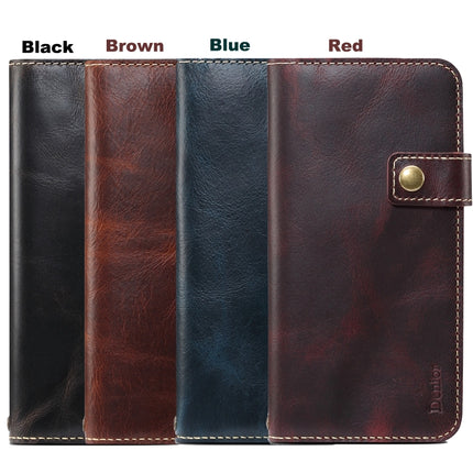 For iPhone XS Max Denior Oil Wax Cowhide DK Magnetic Button Horizontal Flip Leather Case with Holder & Card Slots & Wallet(Dark Red)-garmade.com