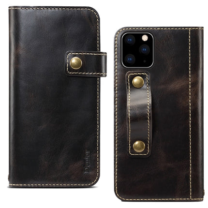 For iPhone 11 Denior Oil Wax Cowhide DK Magnetic Button Horizontal Flip Leather Case with Holder & Card Slots & Wallet(Black)-garmade.com
