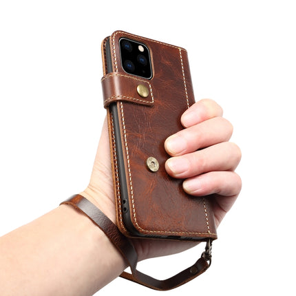 For iPhone 11 Denior Oil Wax Cowhide DK Magnetic Button Horizontal Flip Leather Case with Holder & Card Slots & Wallet(Black)-garmade.com