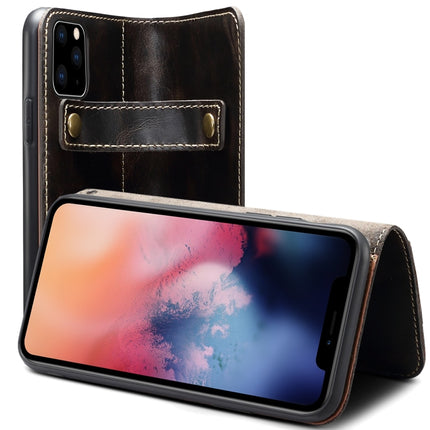 For iPhone 11 Pro Max Denior Oil Wax Cowhide DK Magnetic Button Horizontal Flip Leather Case with Holder & Card Slots & Wallet(Black)-garmade.com