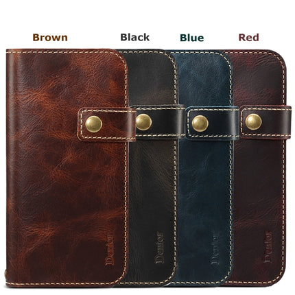 For Galaxy Note 10 Denior Oil Wax Cowhide DK Magnetic Button Horizontal Flip Leather Case with Holder & Card Slots & Wallet(Brown)-garmade.com