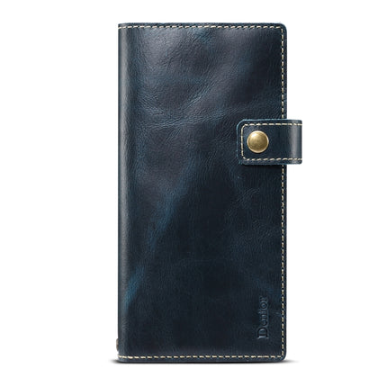 For Galaxy Note 10 Denior Oil Wax Cowhide DK Magnetic Button Horizontal Flip Leather Case with Holder & Card Slots & Wallet(Dark Blue)-garmade.com