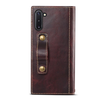 For Galaxy Note 10 Denior Oil Wax Cowhide DK Magnetic Button Horizontal Flip Leather Case with Holder & Card Slots & Wallet(Dark Red)-garmade.com