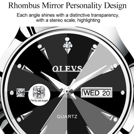 1 Pair OLEVS 8697 Couple Fashion Waterproof Luminous Quartz Watch(Black + Rose Gold)-garmade.com