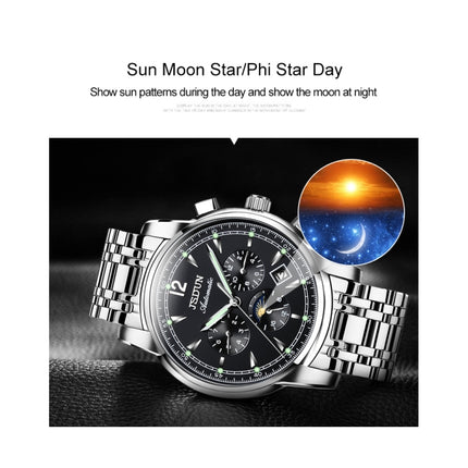 JIN SHI DUN 8750 Men Fashion Waterproof Luminous Mechanical Watch(Silver Blue)-garmade.com