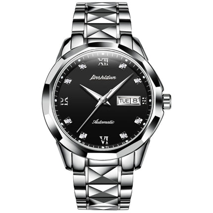 JIN SHI DUN 8813 Fashion Waterproof Luminous Automatic Mechanical Watch, Style:Men(Silver Black)-garmade.com