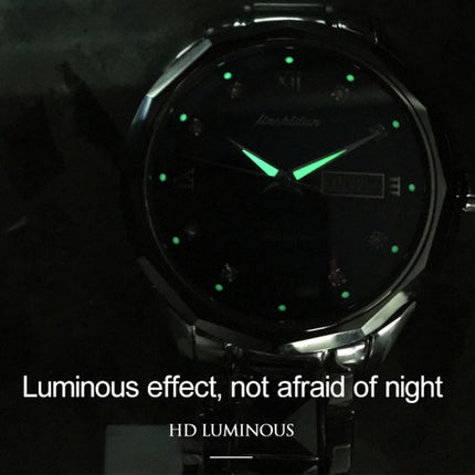 JIN SHI DUN 8813 Fashion Waterproof Luminous Automatic Mechanical Watch, Style:Men(Silver Black)-garmade.com