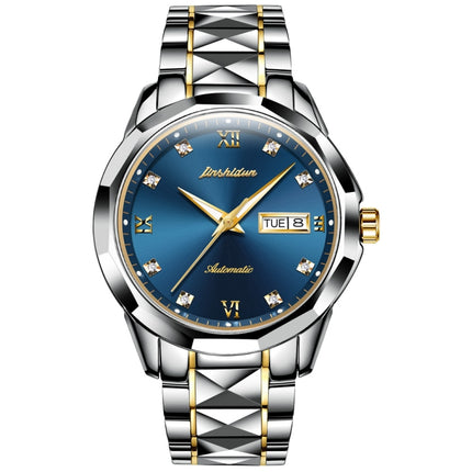 JIN SHI DUN 8813 Fashion Waterproof Luminous Automatic Mechanical Watch, Style:Men(Silver Gold Blue)-garmade.com