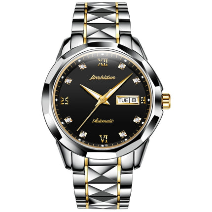 JIN SHI DUN 8813 Fashion Waterproof Luminous Automatic Mechanical Watch, Style:Men(Silver Gold Black)-garmade.com