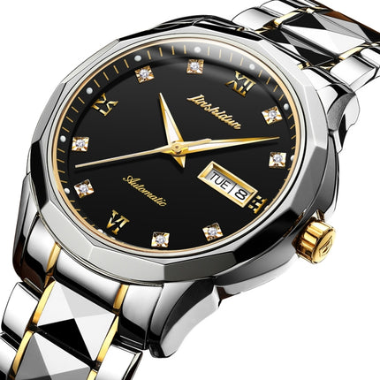 JIN SHI DUN 8813 Fashion Waterproof Luminous Automatic Mechanical Watch, Style:Men(Silver Gold Black)-garmade.com