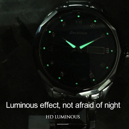 JIN SHI DUN 8813 Fashion Waterproof Luminous Automatic Mechanical Watch, Style:Women(Silver Black)-garmade.com