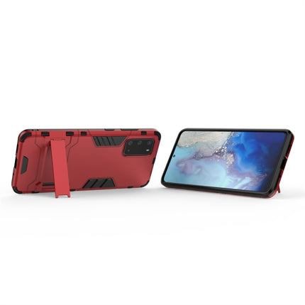 For Galaxy S20 Shockproof PC + TPU Protective Case with Invisible Holder(Red)-garmade.com